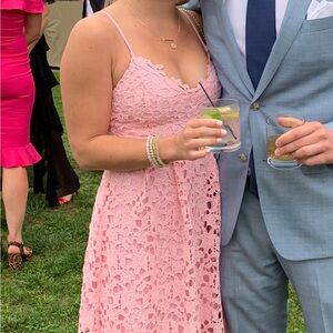 Lulu's Pink Lace Maxi Dress